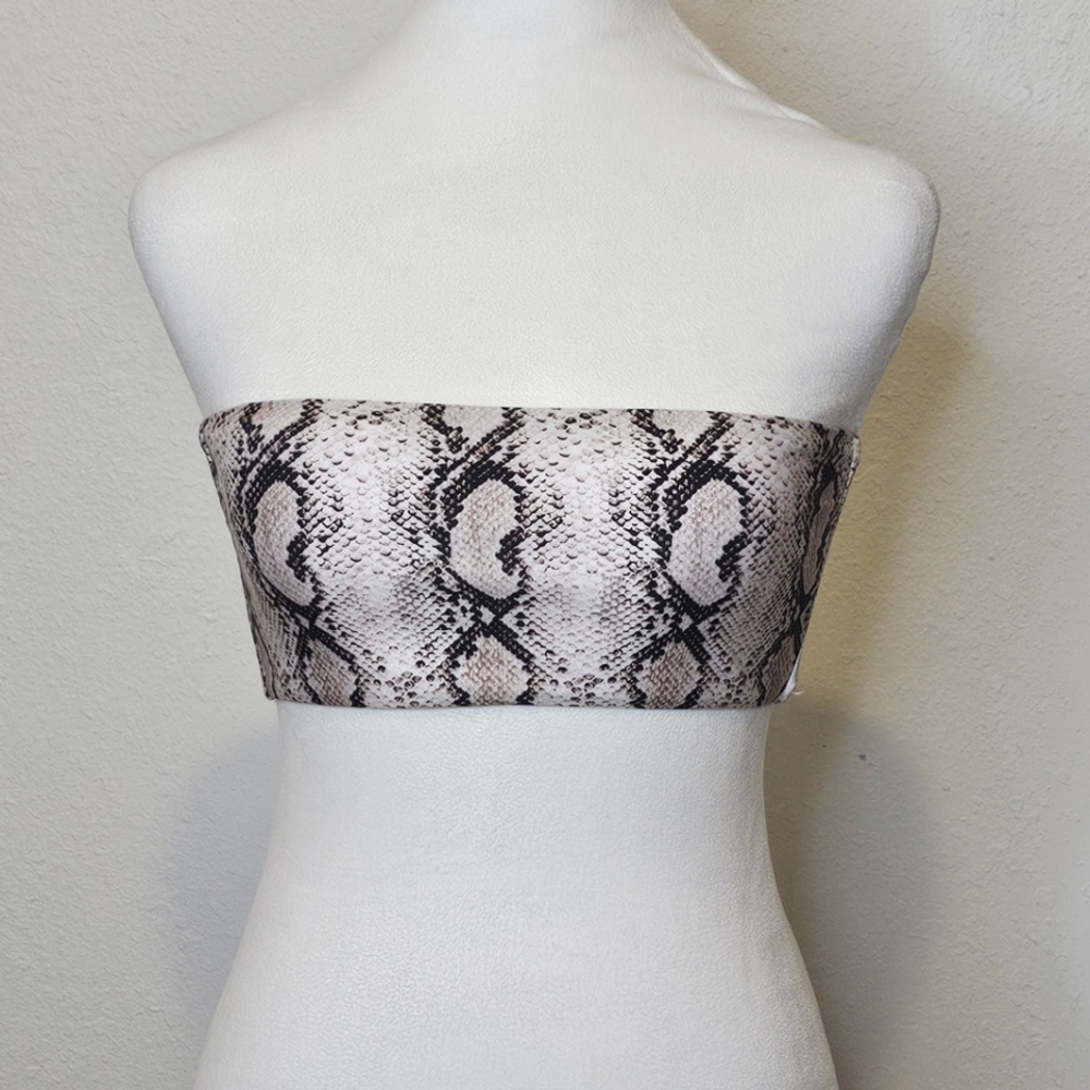 Reptile Patterned Tan and Black Swim Tube Top Size Small
